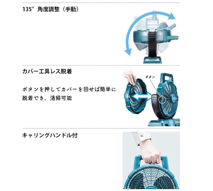 正規店 マキタ makita 充電式ファン 扇風機 CF202DZW 白 本体のみ 10.8V対応 - 画像 (5)