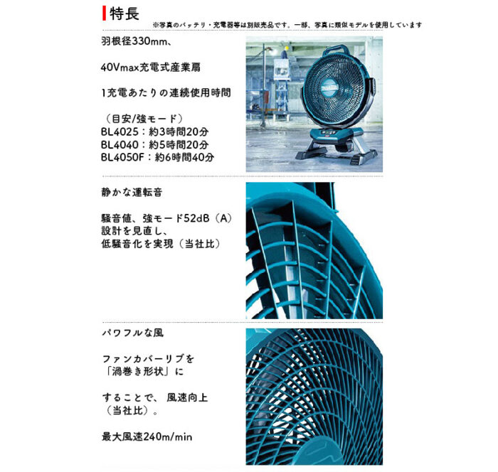 【正規店】 マキタ 充電式ファン  扇風機  CF002GZ  本体のみ makita 40V - 画像 (4)