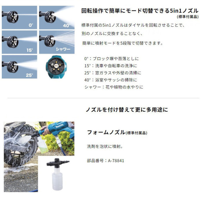 【正規店】 マキタ 充電式洗浄機 MHW180DZ 18V 2.4/2Mpa 玄関 サッシ 洗車 ガーデニング 本体のみ - 画像 (7)