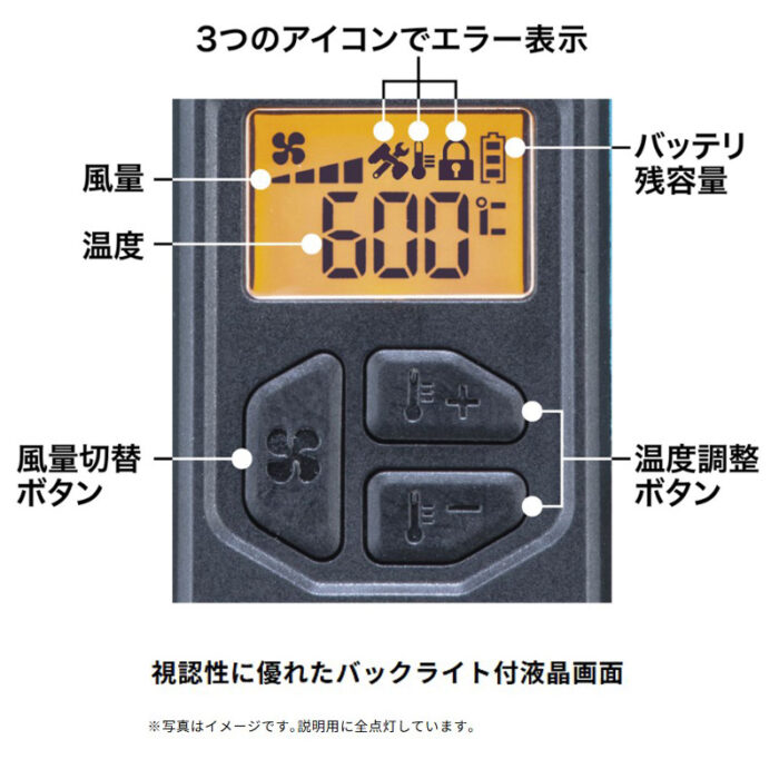 【正規店】 マキタ 充電式ヒートガン HG001GZK 40V 600度 風量200L コードレス 本体のみ - 画像 (7)