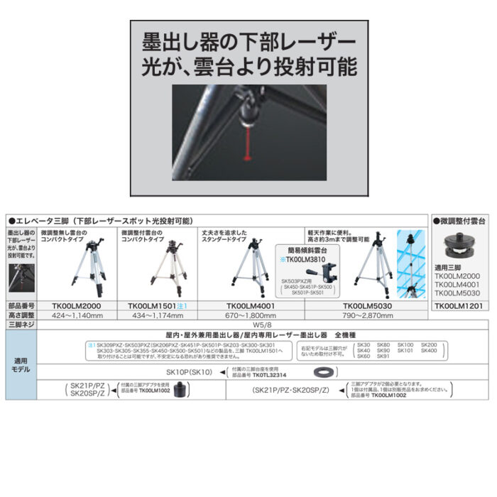 【正規店】 マキタ エレベーター三脚 TK00LM2000 墨出器用 - 画像 (5)