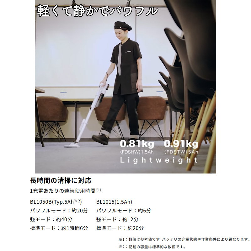 【正規販売店】 マキタ 軽量 静音 コードレスクリーナー サイクロン式 CL200FDSHW 10.8V(1.5Ah)バッテリー・充電器付属 - 画像 (8)